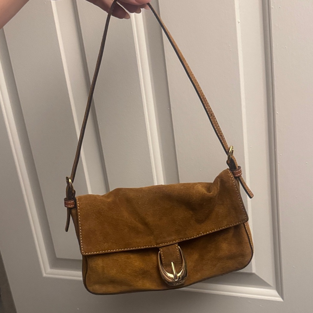 STAUD Brown Suede Shoulder Bag